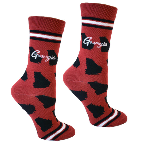 Georgia Shapes in Black and Red Women's Socks