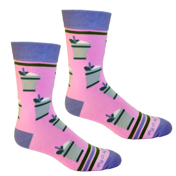 Mint Julep Cups in Pink Men's Socks