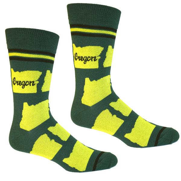 Oregon Shapes in Green and Yellow Men's Socks