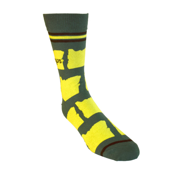 Oregon Shapes in Green and Yellow Men's Socks