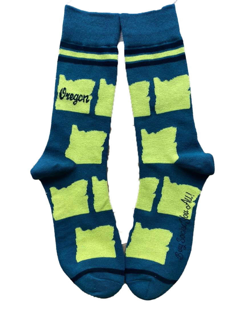 Oregon Shapes in Green and Yellow Men's Socks