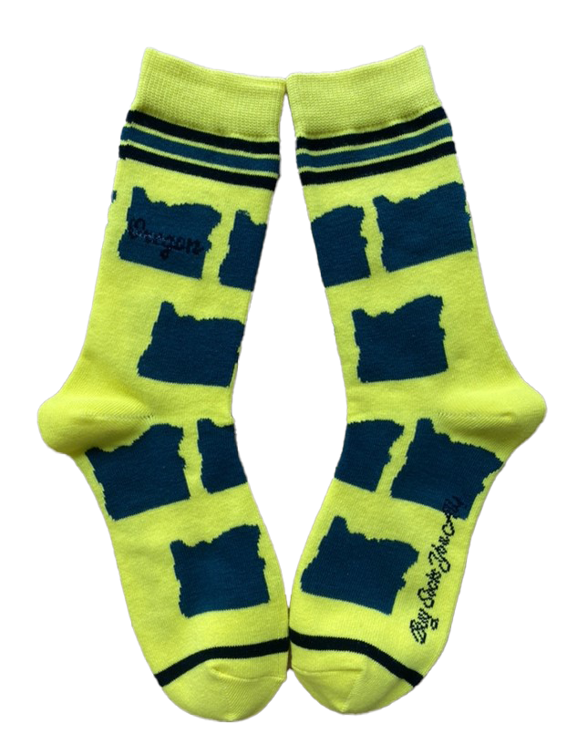 Oregon Shapes in Green and Yellow Women's Socks