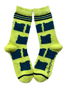 Oregon Shapes in Green and Yellow Women's Socks
