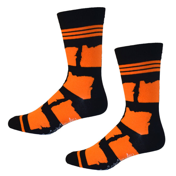 Oregon Shapes in Orange and Black Men's Socks