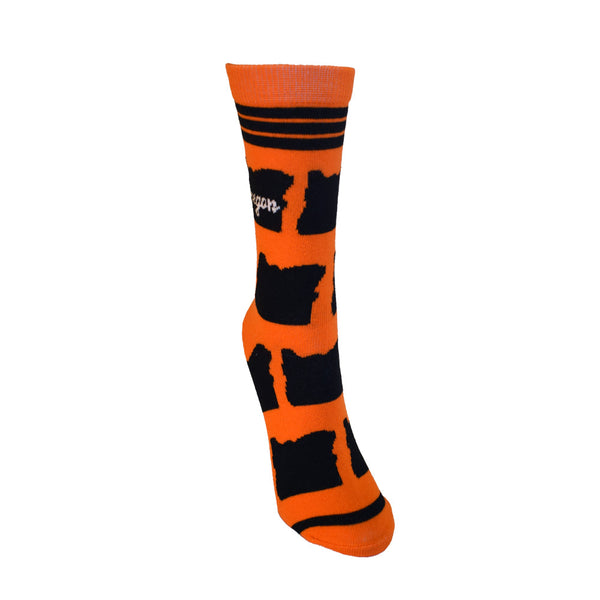 Oregon Shapes in Orange and Black Women's Socks