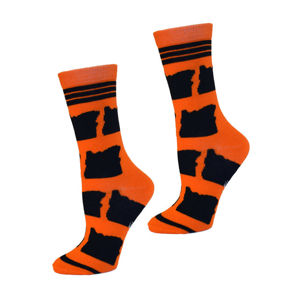 Oregon Shapes in Orange and Black Women's Socks