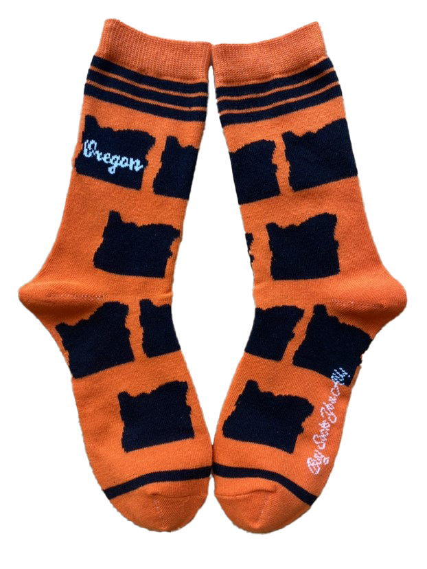 Oregon Shapes in Orange and Black Women's Socks