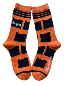 Oregon Shapes in Orange and Black Women's Socks