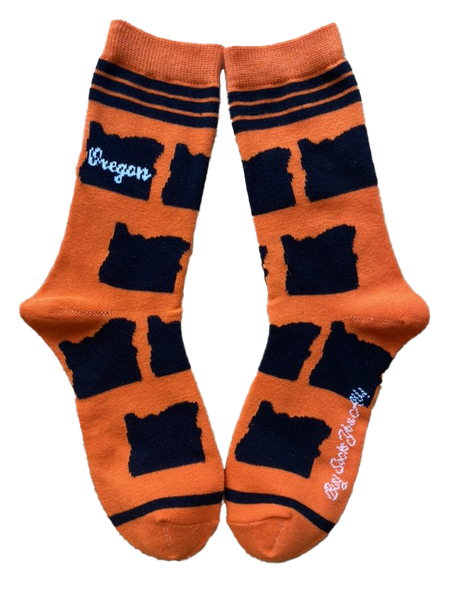 Oregon Shapes in Orange and Black Women's Socks