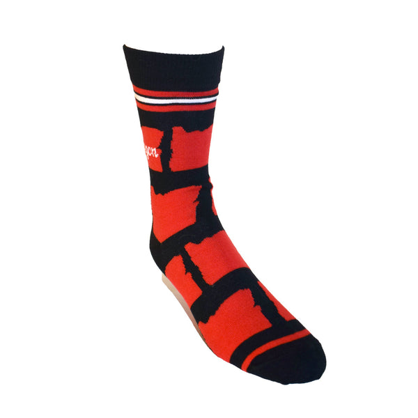 Oregon Shapes in Black and Red Men's Socks