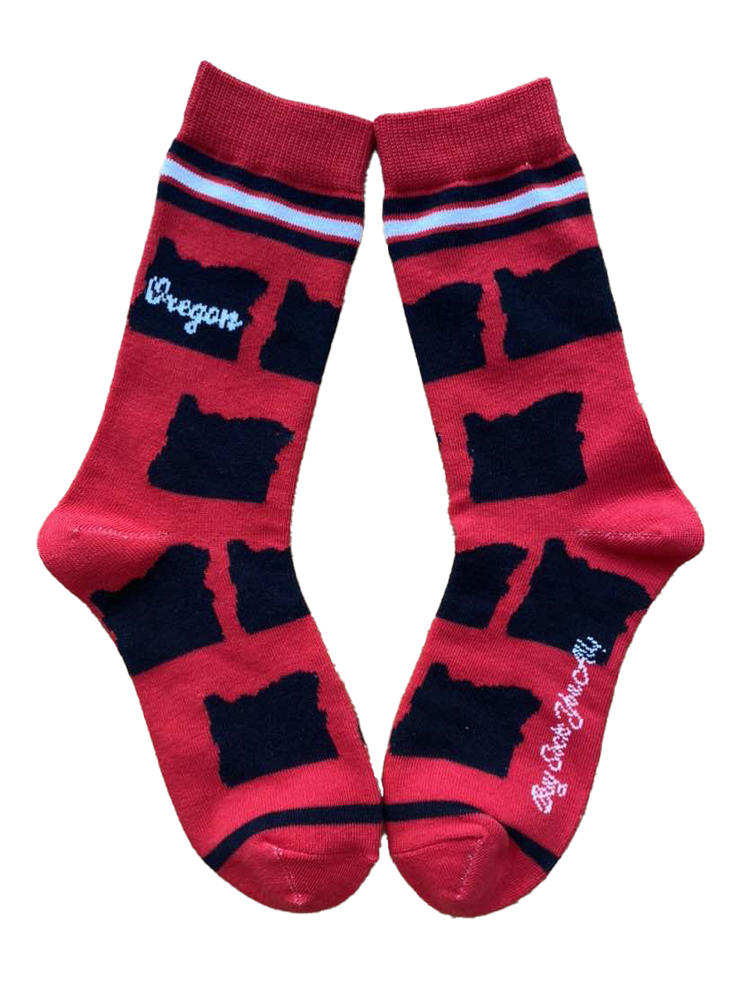 Oregon Shapes in Black and Red Women's Socks