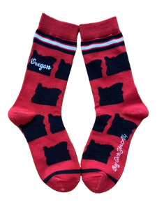 Oregon Shapes in Black and Red Women's Socks