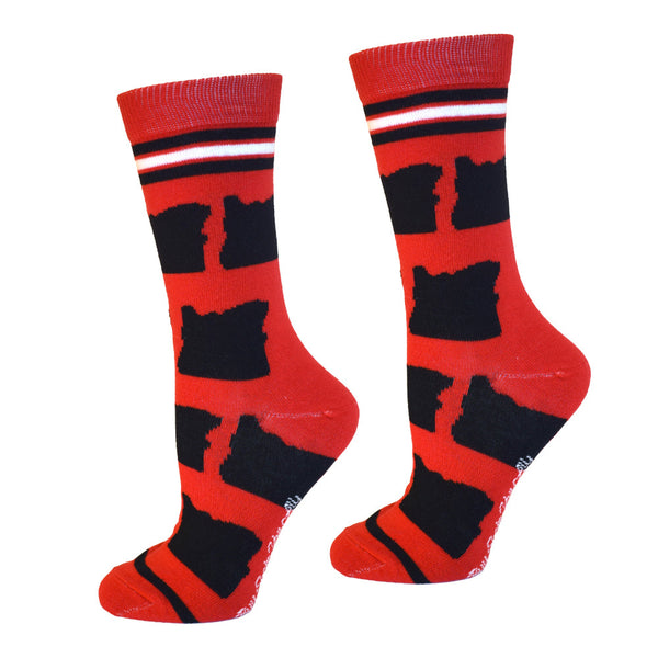 Oregon Shapes in Black and Red Women's Socks