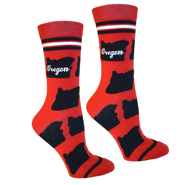 Oregon Shapes in Black and Red Women's Socks