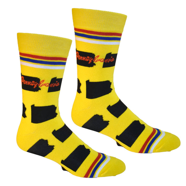 Pennsylvania Shapes in Yellow and Black Men's Socks