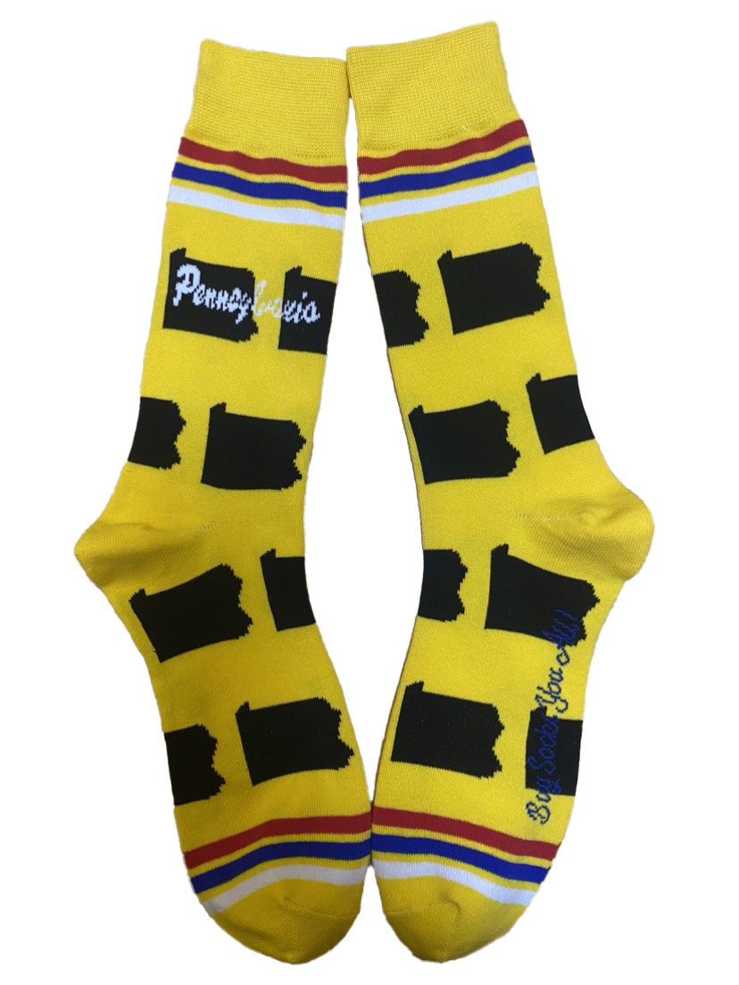 Pennsylvania Shapes in Yellow and Black Men's Socks