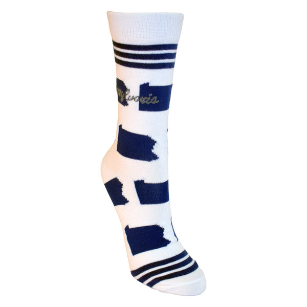 Pennsylvania Shapes in Blue and White Women's Sock