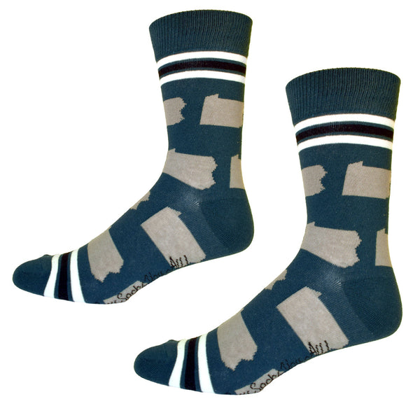 Pennsylvania Shapes in Teal and Silver Men's Socks
