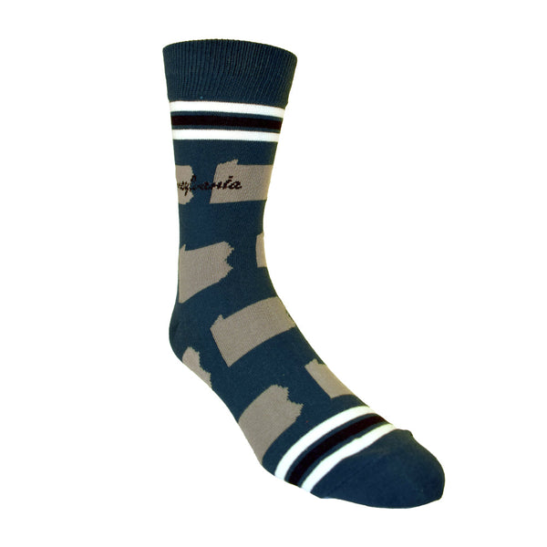 Pennsylvania Shapes in Teal and Silver Men's Socks