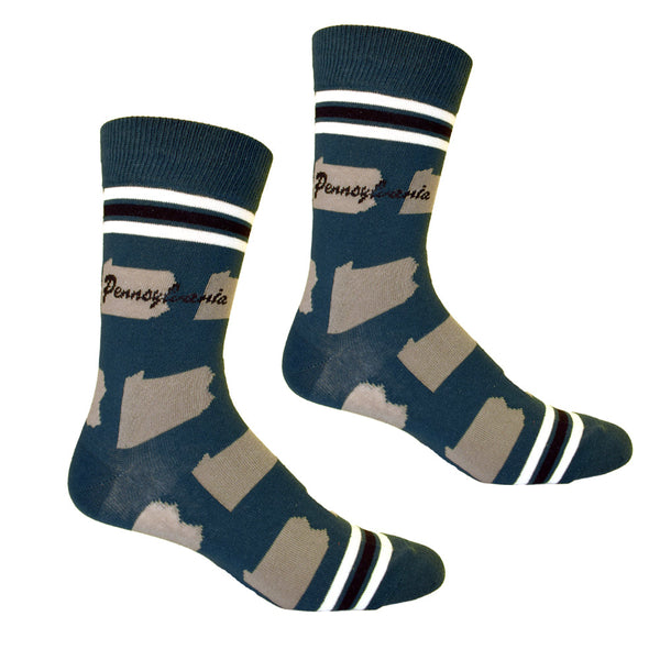 Pennsylvania Shapes in Teal and Silver Men's Socks