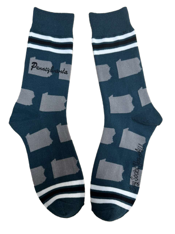 Pennsylvania Shapes in Teal and Silver Men's Socks