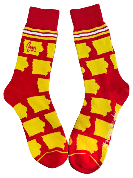 Iowa Shapes in Red and Yellow Men's Socks