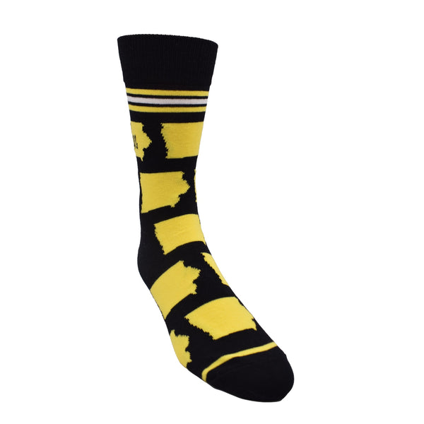 Iowa Shapes in Yellow and Black Men's Socks