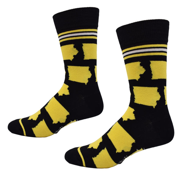 Iowa Shapes in Yellow and Black Men's Socks