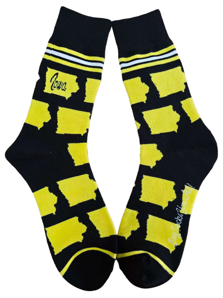Iowa Shapes in Yellow and Black Men's Socks