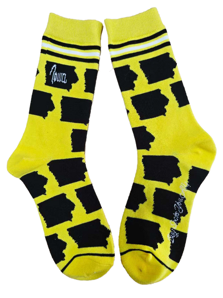 Iowa Shapes in Yellow and Black Women's Socks
