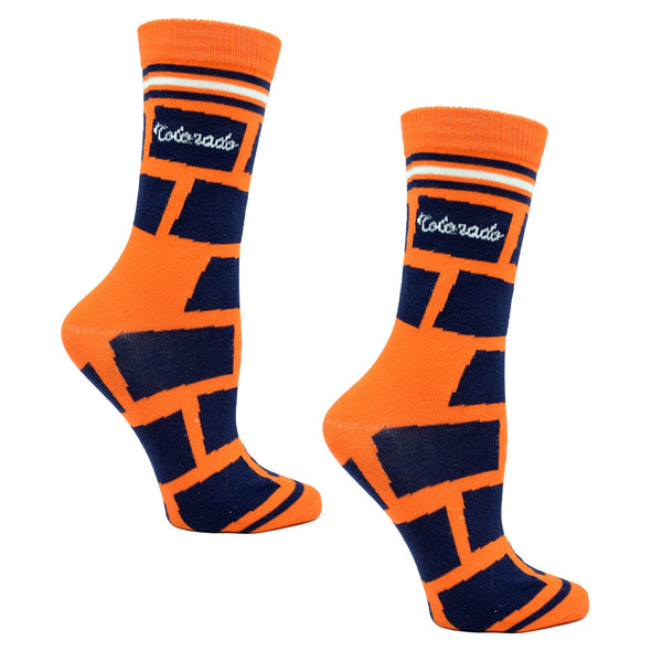 Colorado Shapes in Orange and Blue Womens Socks