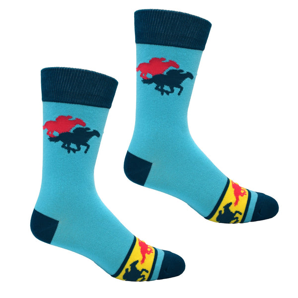 Neon Race Horses Men's Socks