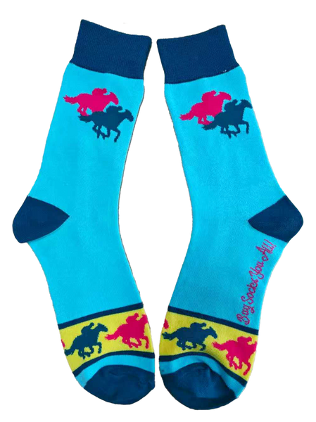 Neon Race Horses Men's Socks