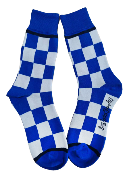 Kentucky Blue and White Checkerboard Men's Socks