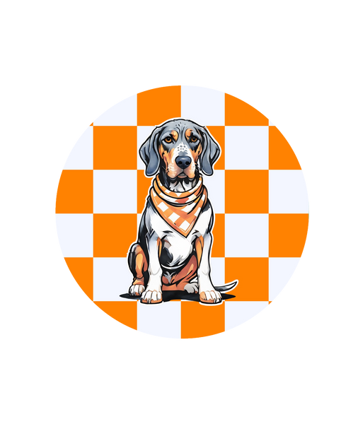 Tennessee Bluetick Coonhound Checkerboard Car Coaster