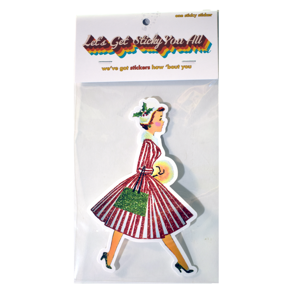 Vintage Christmas Lady Sticker