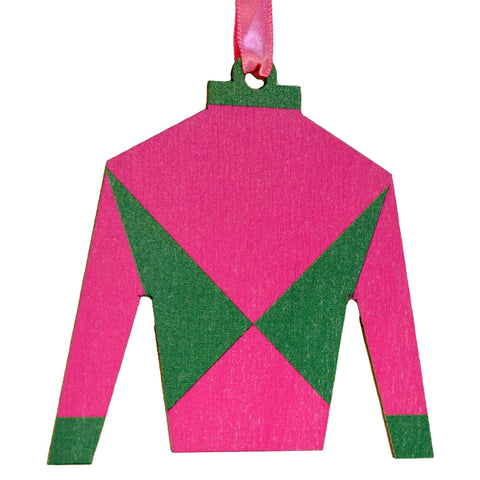Derby Silk in Pink and Green Wooden Ornament