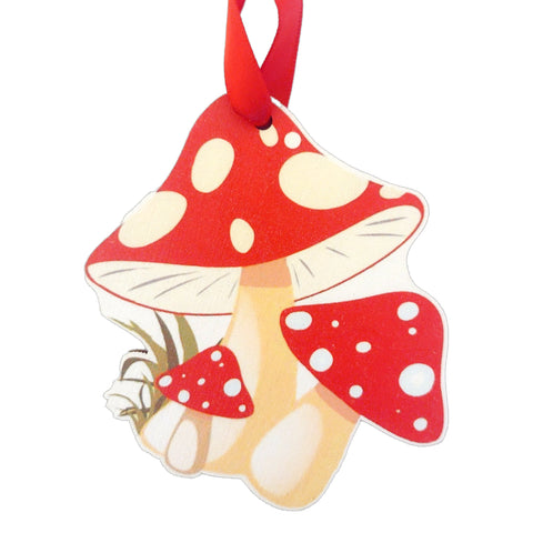 Vintage Mushroom Wooden Ornament