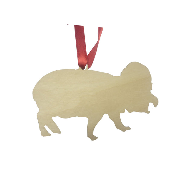 Moo Deng Hippo Wooden Ornament