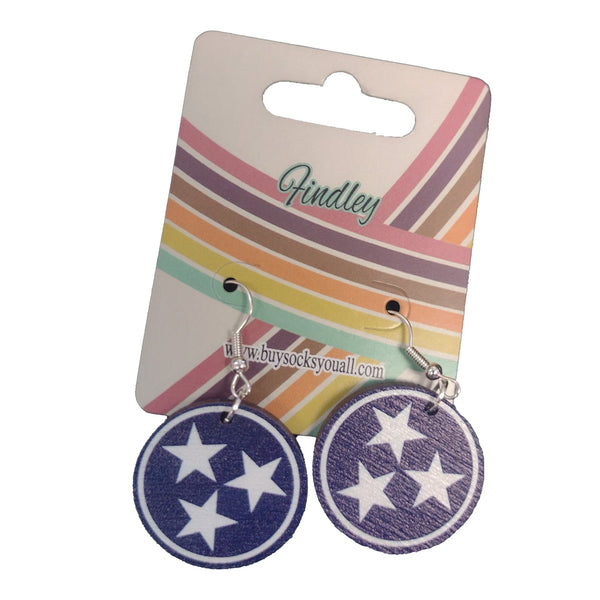 Tennessee Blue and White Tri-Star Earrings