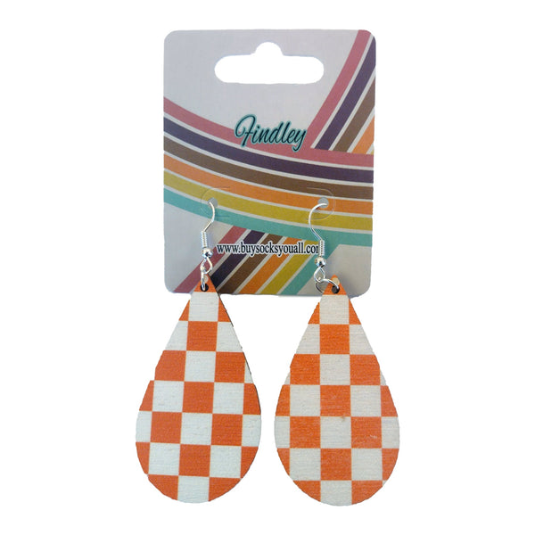 Tennessee Checkerboard Teardrop Earrings