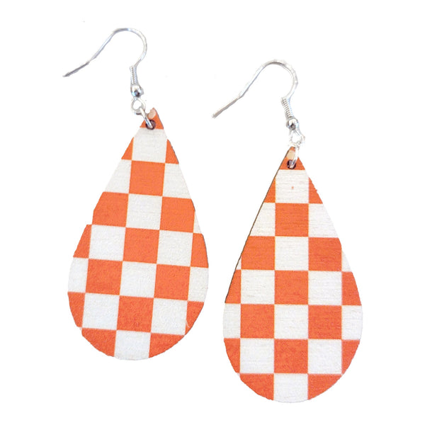 Tennessee Checkerboard Teardrop Earrings