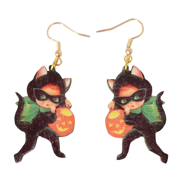 Cat Thief Halloween Earrings