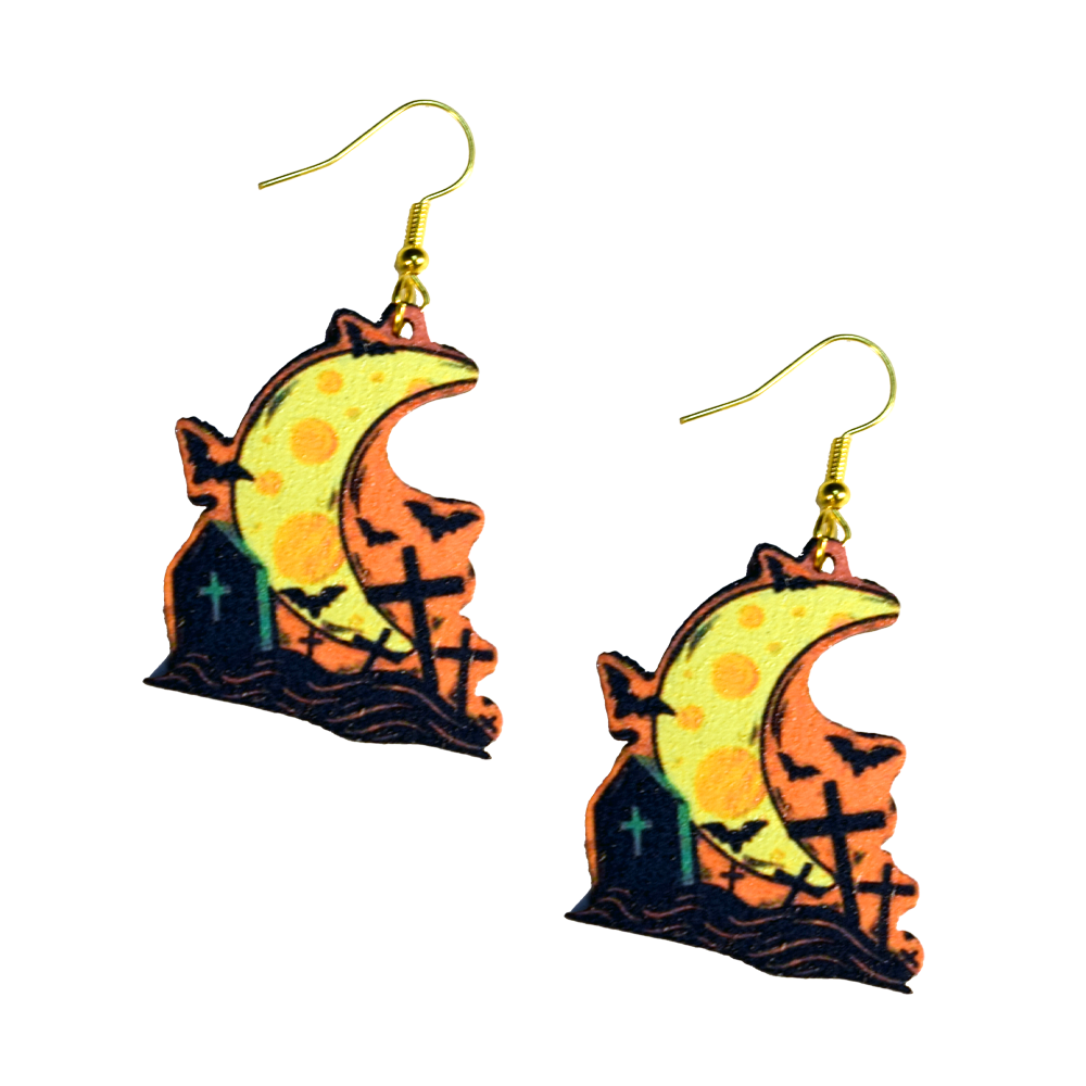 Moon in Cemetery Earrings