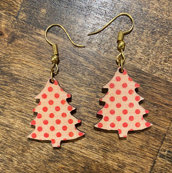 Christmas Tree Red Dots Holiday Earrings