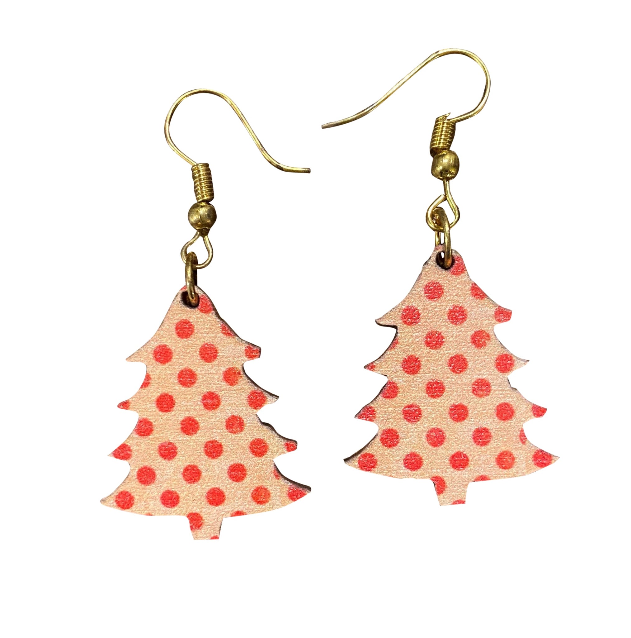 Christmas Tree Red Dots Holiday Earrings