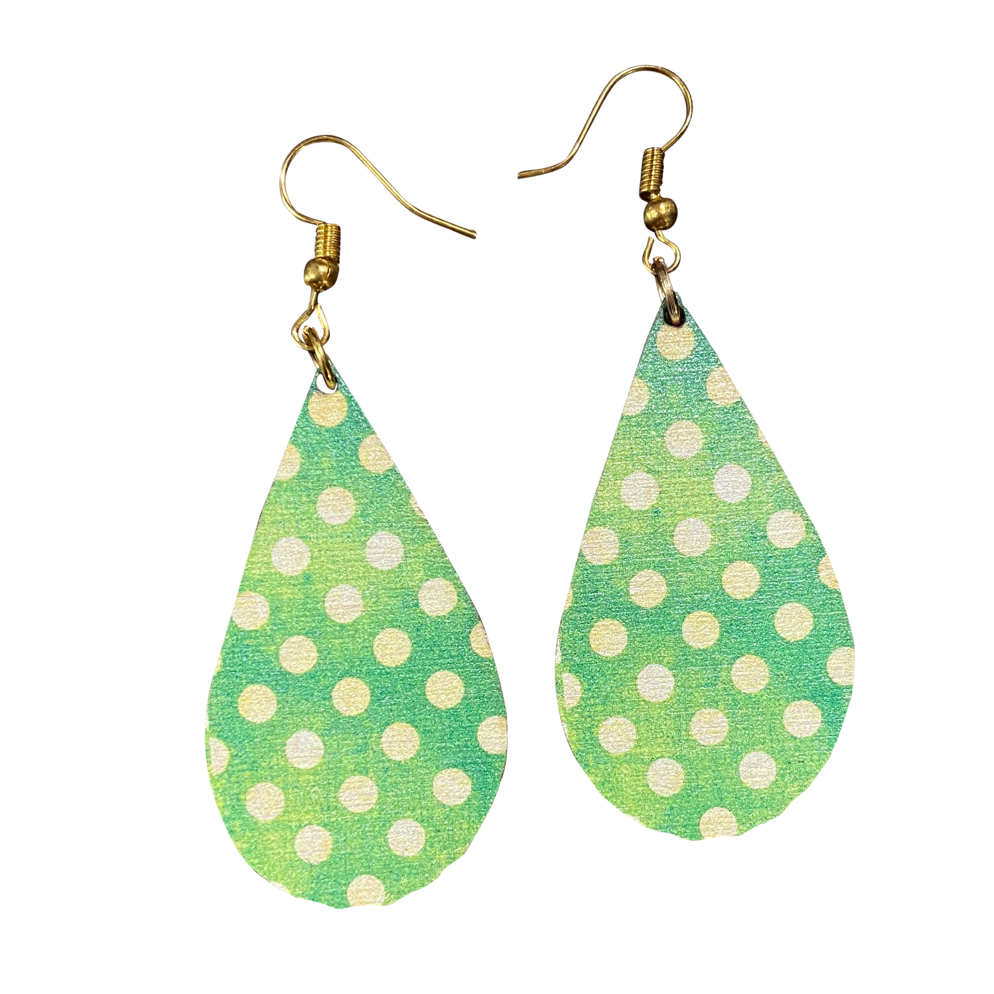 Green Dots Teardrop Holiday Earrings