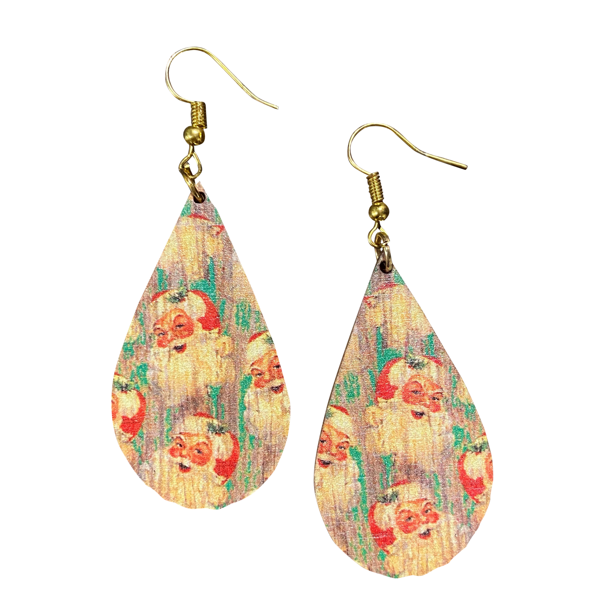 Vintage Santa Teardrop Holiday Earrings