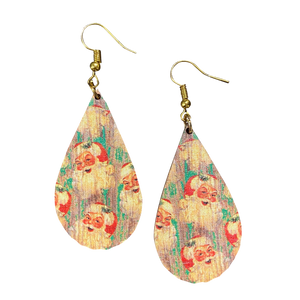 Vintage Santa Teardrop Holiday Earrings