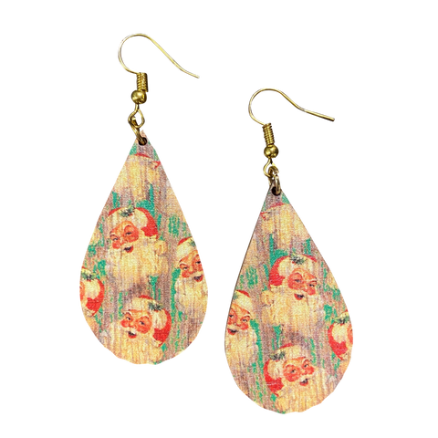 Vintage Santa Teardrop Holiday Earrings